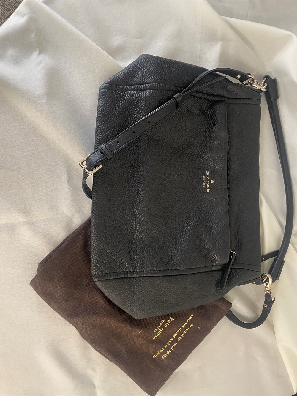kate spade black pebbled leather shoulder bag